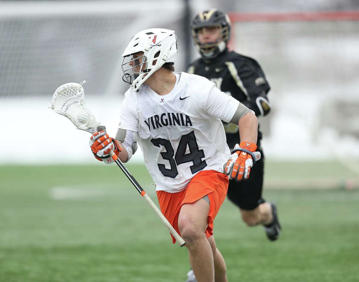 John Fox, of New Canaan, in action for the University of Virginia men’s lacrosse team in a game against Army in February.