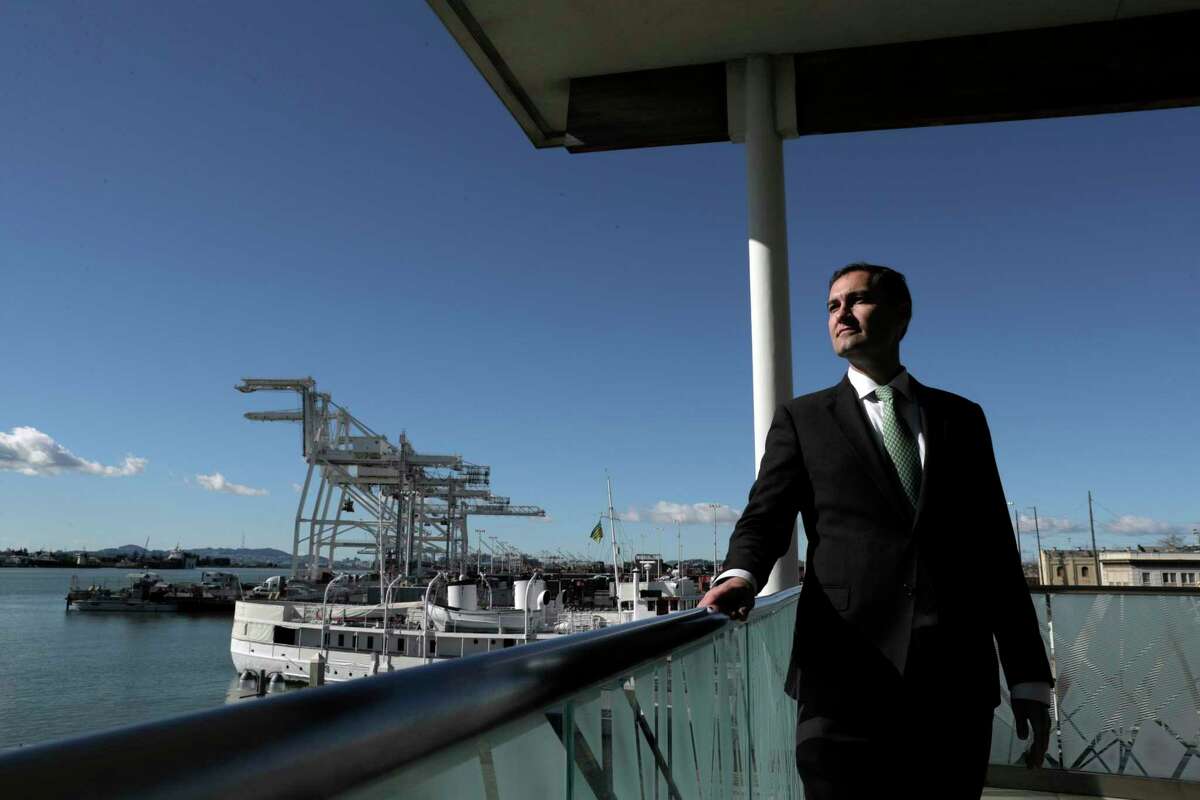 Oakland A's President Dave Kaval at the Oakland - San Francisco Ferry Terminal near Howard Terminal in Oakland, Calif., on Tuesday, February 5, 2019. Kaval says this is actually a great opportunity to remediate and clean up the site once and for all.
