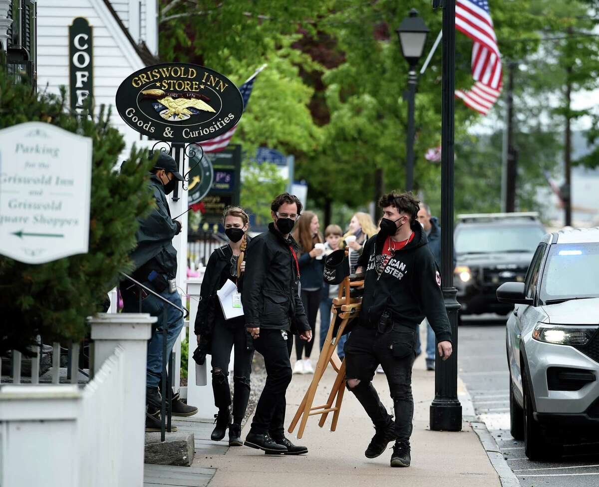Filming for the movie, The Noel Diary, takes place at the Griswold Inn Store in Essex on May 29, 2021.