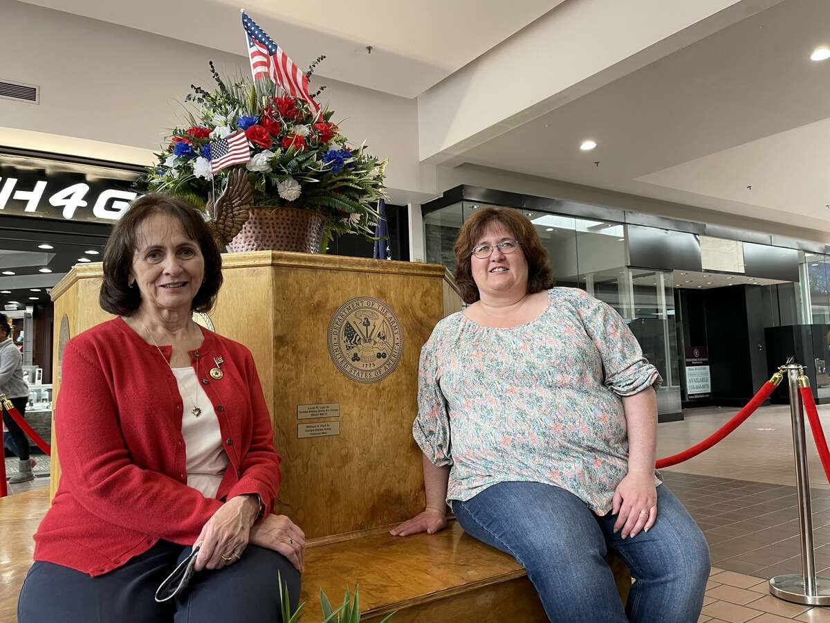 U.S. Army combat medic William H. Hart Sr., who died in 2018, is one of the three Rotterdam veterans commemorated on a new veterans memorial at Via Port Rotterdam, which was formally dedicated on Sunday, May 30, 2021. Pictured here is his widow, Kathleen Hart, of Rotterdam, and daughter, Cheryl Hart-Zatt, of Glenville.
