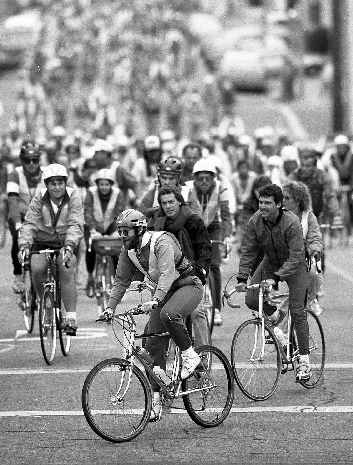 June 7, 1987: Thousands of bicyclists took a tour through San Francisco including Broadway Tunnel, Interstate 280 and the Embarcadero Freeway during the second Great San Francisco Bike Adventure.