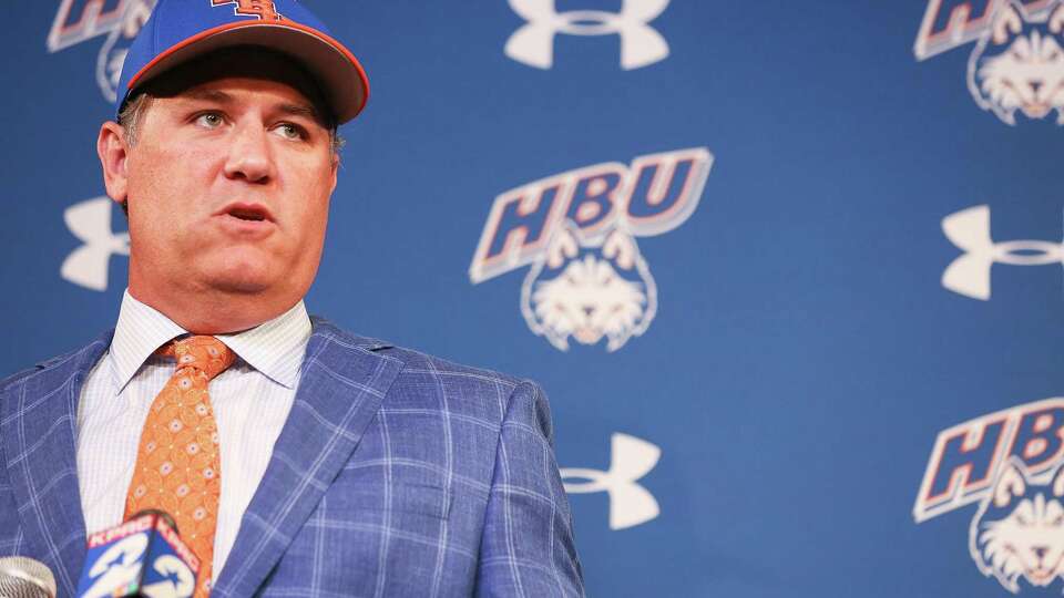 Former Astro Lance Berkman talks to the media after being named Houston Baptist University's new baseball coach in Houston on Monday, May 31, 2021.