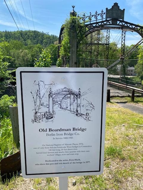 New Milford bridge sign features drawing by local artist