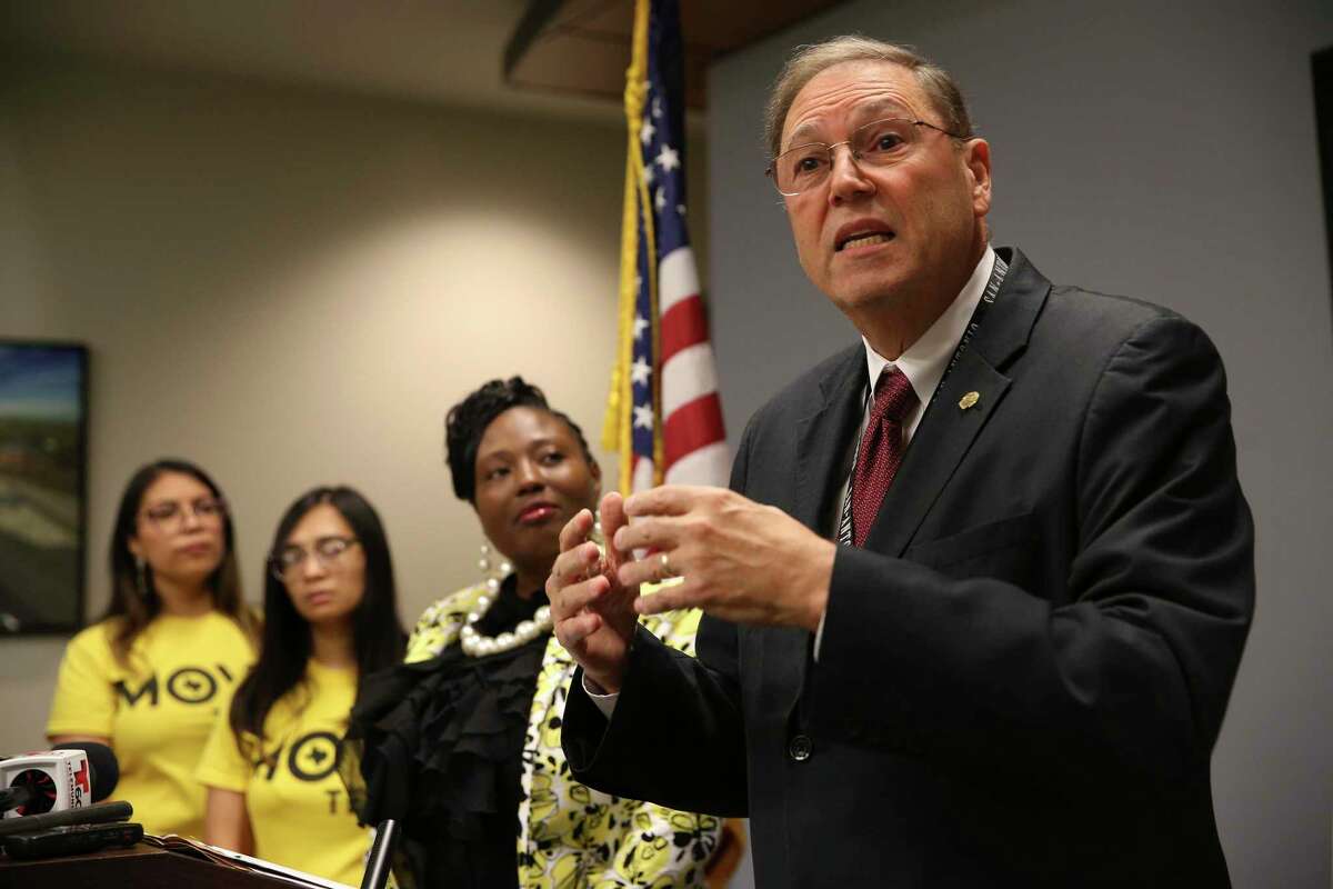San Antonio City Council member John Courage answers questions during a press conference at the San Antonio Public Safety Headquarters, Tuesday, Aug. 27, 2019.