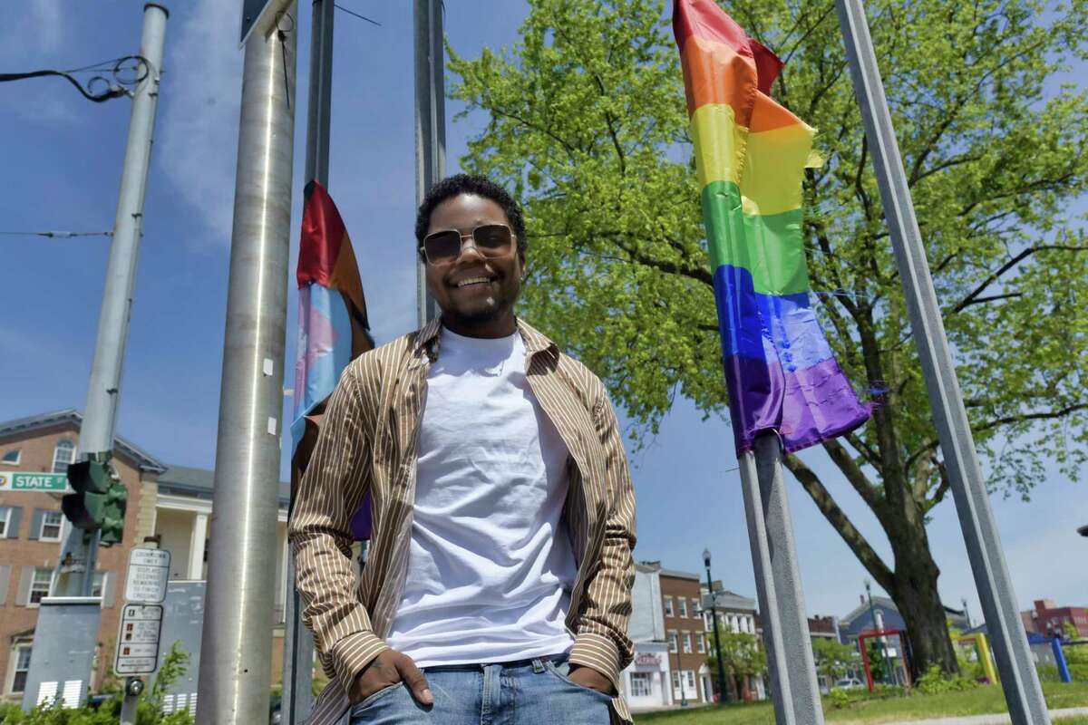 Safe Haven LGBTQ founder and CEO Legacy Casanova poses for a photo in Gateway Park on Tuesday, June 1, 2021, in Schenectady, N.Y. Safe Haven LGBTQ is hosting a prom this coming Saturday in Albany. (Paul Buckowski/Times Union)