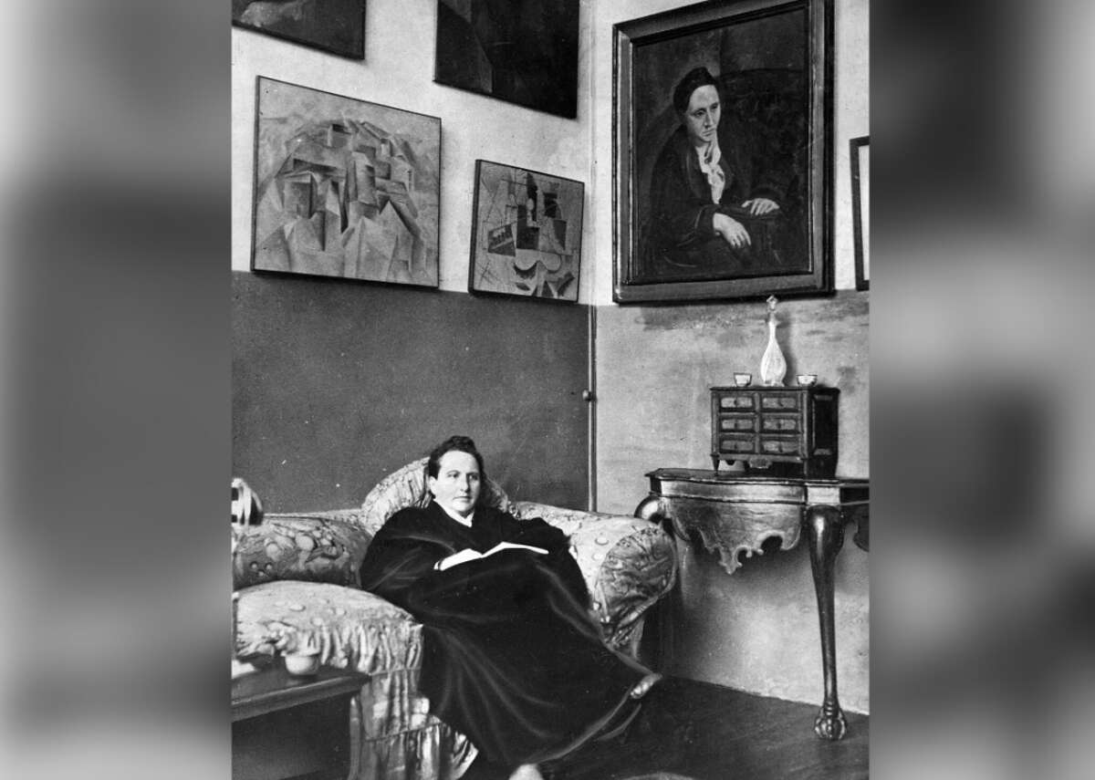 Gertrude Stein Beyond her reputation as an author and host of literary salons frequented by American expats, Gertrude Stein also spent her time snapping up avant-garde art by then-unknown painters, including Pablo Picasso and Henri Matisse. Some of these works had been rejected by other collectors, who found the colors and angles too strange for their tastes. In this 1930 photo of Stein, modern art paintings and a portrait of her by Pablo Picasso can be seen on the walls behind her.
