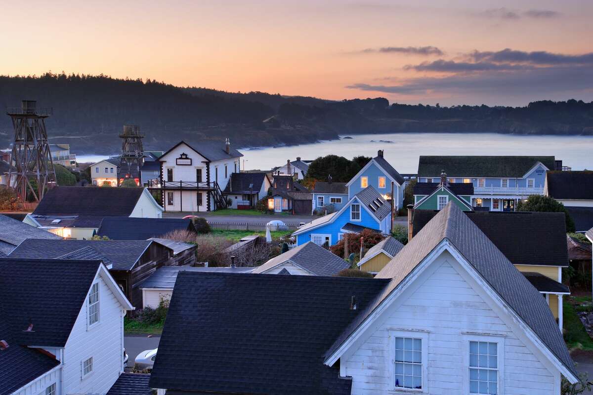 The village of Mendocino at dawn.