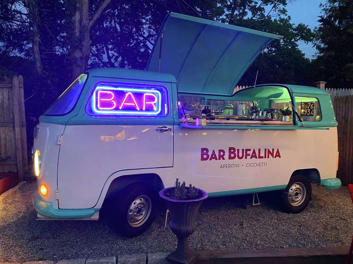 Bufalina’s new outdoor bar is a converted VW Bus.