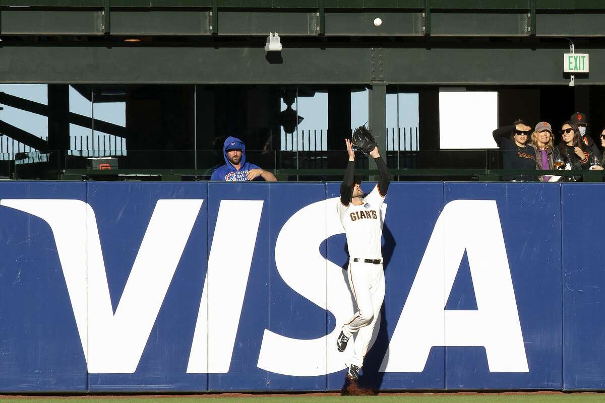 Chicago Cubs' Kris Bryant breaks his bat on a pitch in the fourth inning of  a baseball game against the San Francisco Giants Sunday, June 6, 2021, in  San Francisco. (AP Photo/Scot