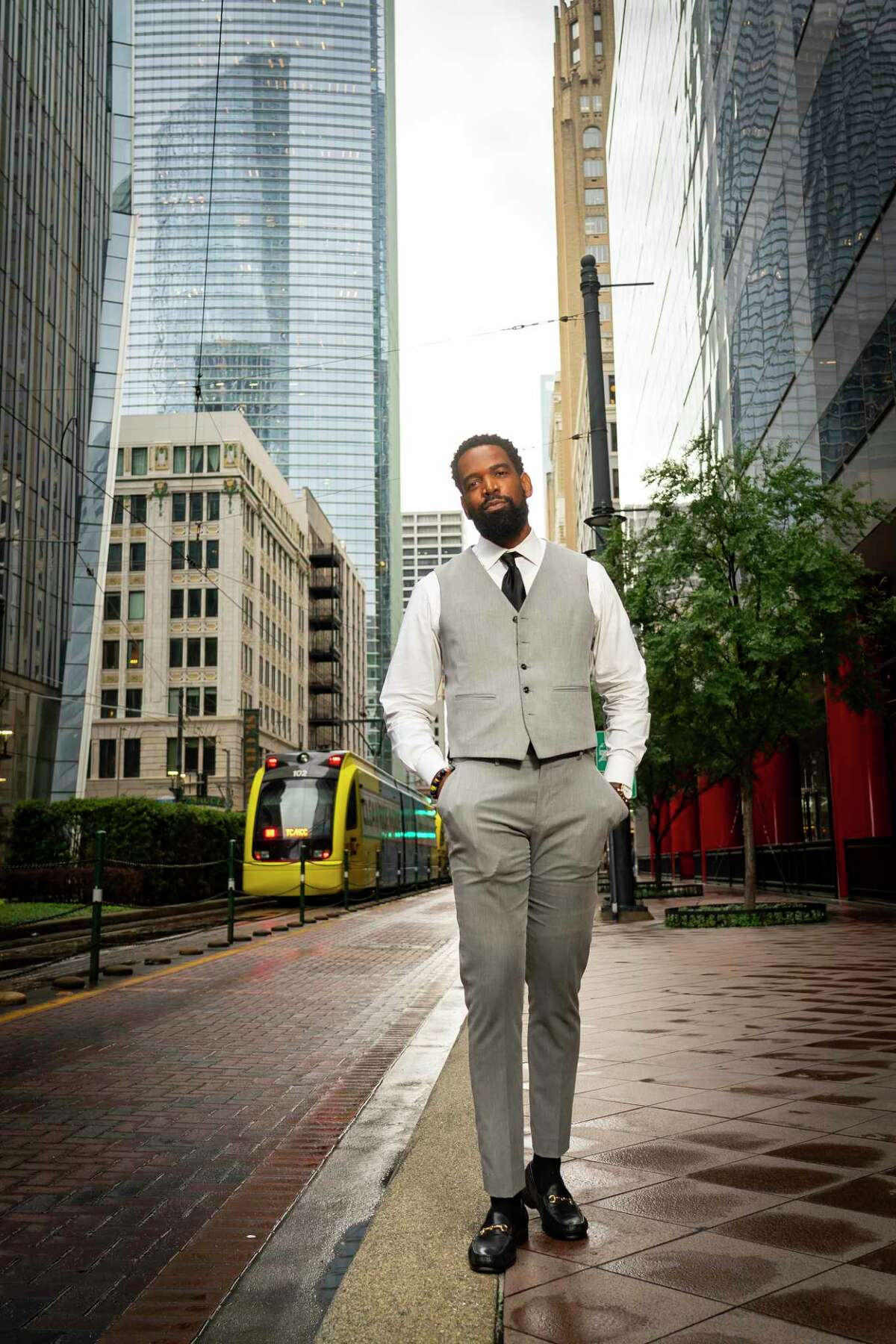 David Funchess, photographed outside his workspace in downtown Houston on Thursday, June 3, 2021, said that going out to clubs and pool parties on the Memorial Day weekend felt like a return to normal in many ways.