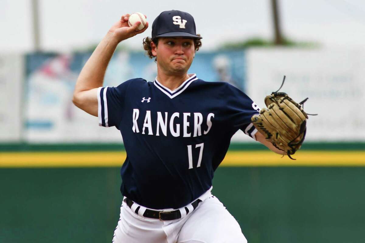 Smithson Valley’s Brandon Taylor pitches in the bottom of the first inning of Friday’s Region IV-6A playoff game on Thursday January 3, 2021 in Corpus Christi.