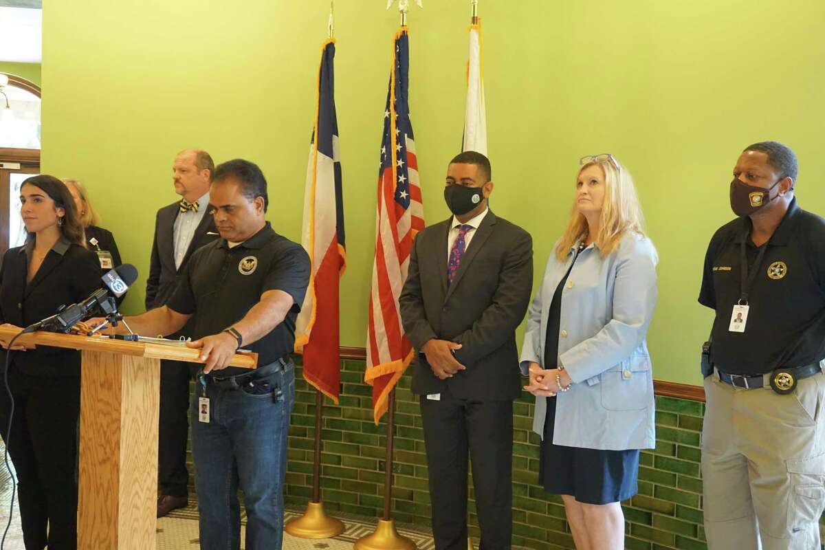 Fort Bend County Judge KP George joins with area officials to announce the Youth Employment Program on Friday, June 4, at the Fort Bend County Historic Courthouse in Richmond. The program aims to hire up to 250 young people this summer.