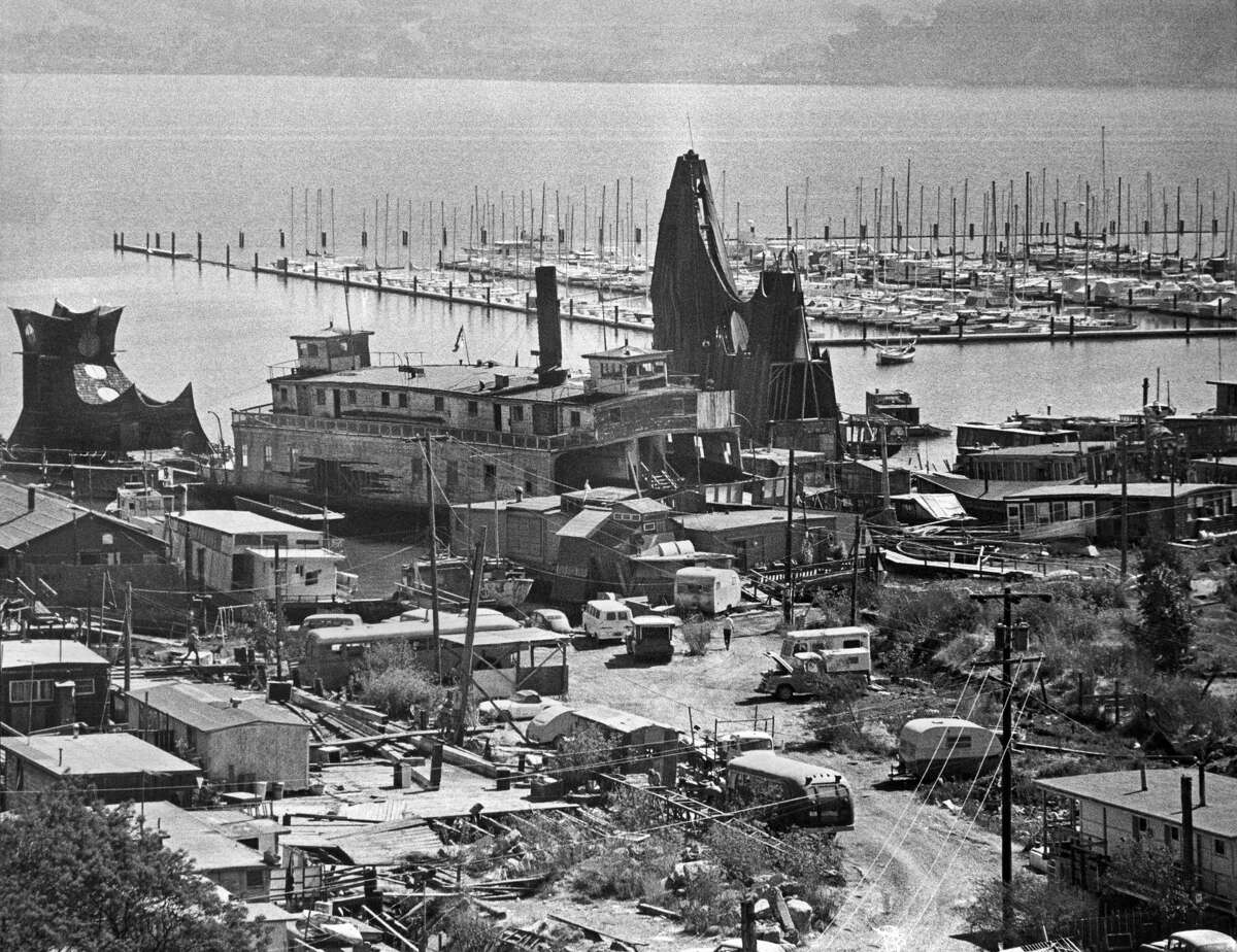 A view of part of the houseboat community in Sausalito, Calif., in the late 1960s.