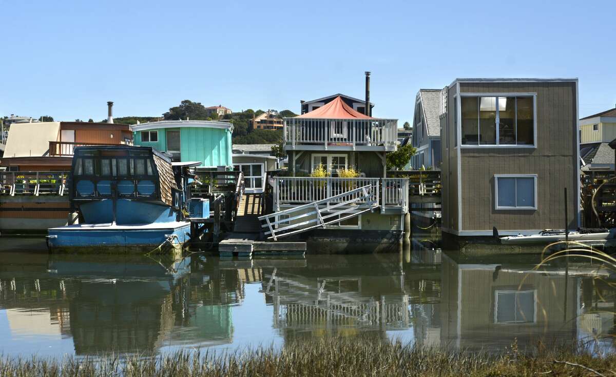 A few of the residential houseboats in Sausalito, Calif.