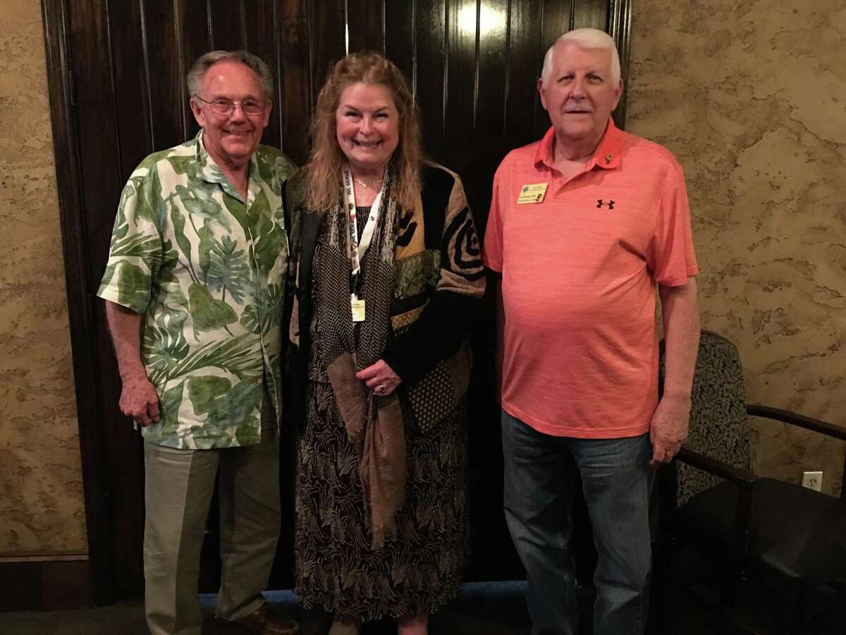 Lake Conroe Centennial Lions Club met recently at Rex Steak House. Shown here were program speakers, left to right, Jim Fenske, Sharon Fenske and Art Drouin. For more information about LCCLC please contact Shirley Abt at shirlgirkmk@hotmail.com.