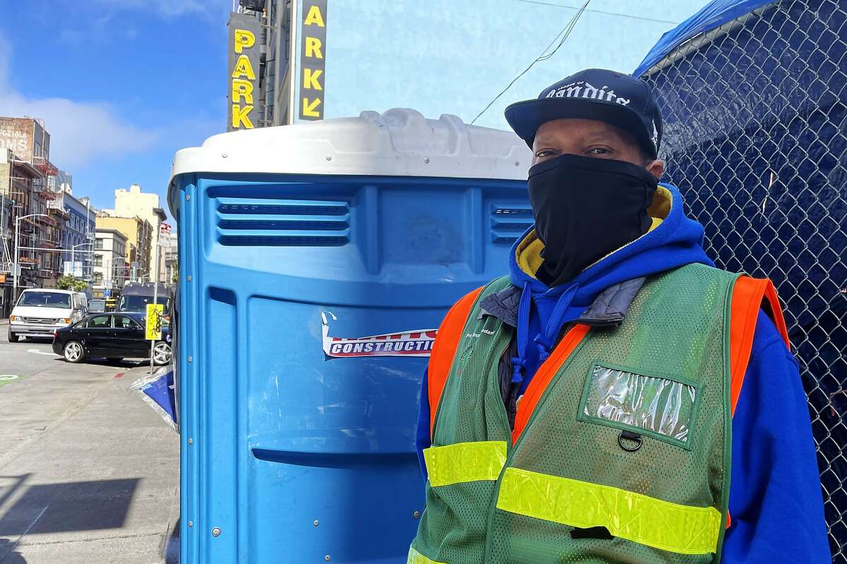 Moses Clark, who works for non-profit Hunters Point Family manning and cleaning two porta-potties on 180 Jones Street in the Tenderloin, said more public bathrooms are needed to keep people from going on the sidewalks.