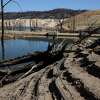 OROVILLE, CALIFORNIA - JUNE 01: Water lines are visible on the banks of Lake Oroville on June 01, 2021 in Oroville, California. As the extreme drought takes hold in California, water levels at reservoirs are falling fast. Lake Oroville is currently at 38 percent of capacity. According to the U.S. Drought Monitor, 16 percent of California is in exceptional drought, the most severe level of dryness. (Photo by Justin Sullivan/Getty Images)