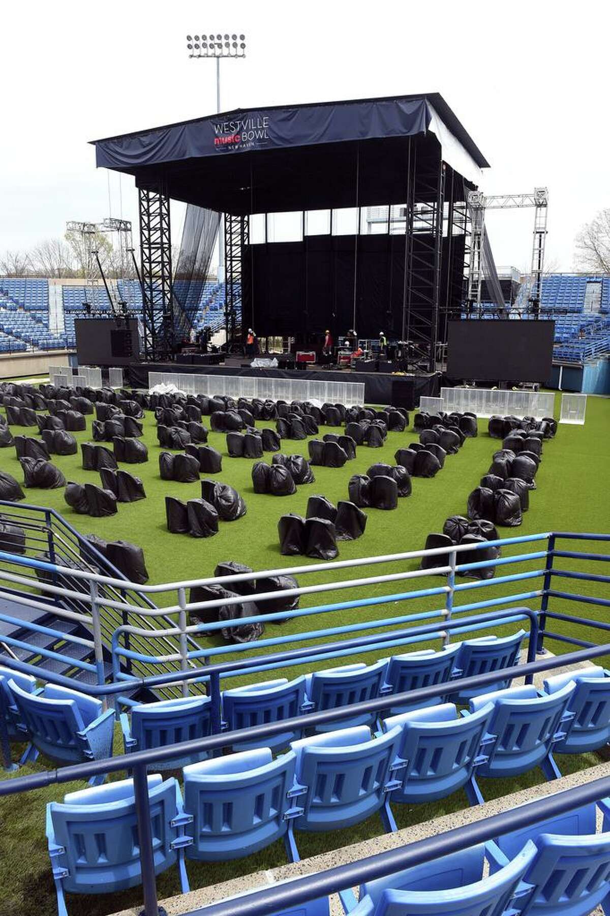 The Connecticut Tennis Center in New Haven is transformed into the Westville Music Bowl, shown April 28, 2021.