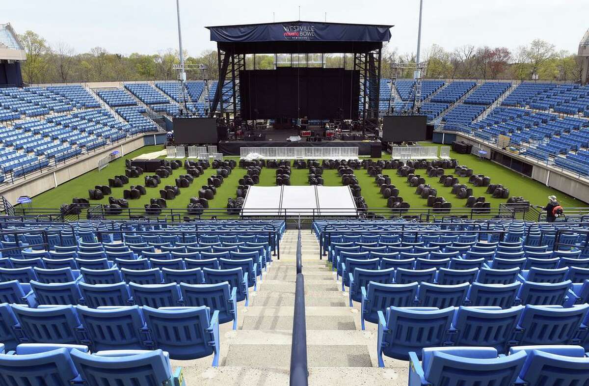 The Connecticut Tennis Center in New Haven is transformed into the Westville Music Bowl, April 28, 2021.