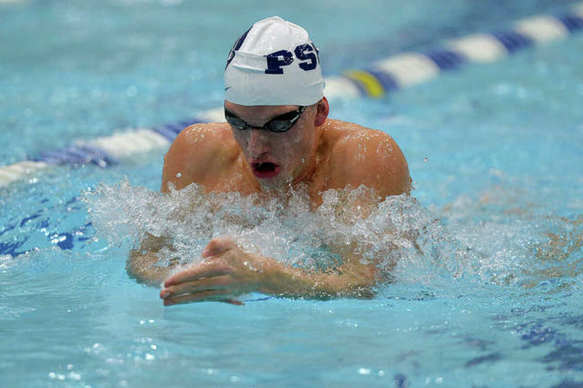 Edwardsville graduate Max Byers swims for Penn State in 2014.