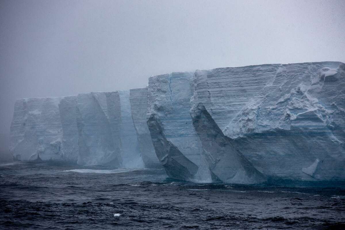 The edge of Iceberg A-68, the world's largest iceberg, in the Southern Ocean.