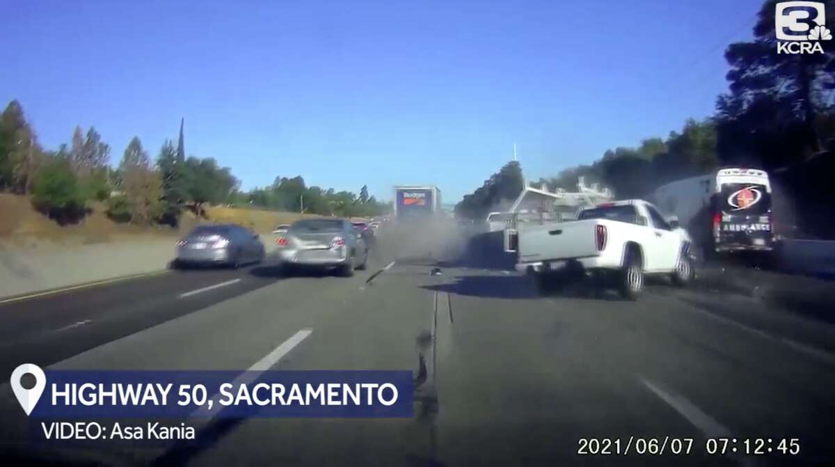 Video shows multivehicle crash on California's Highway 50 that left 5