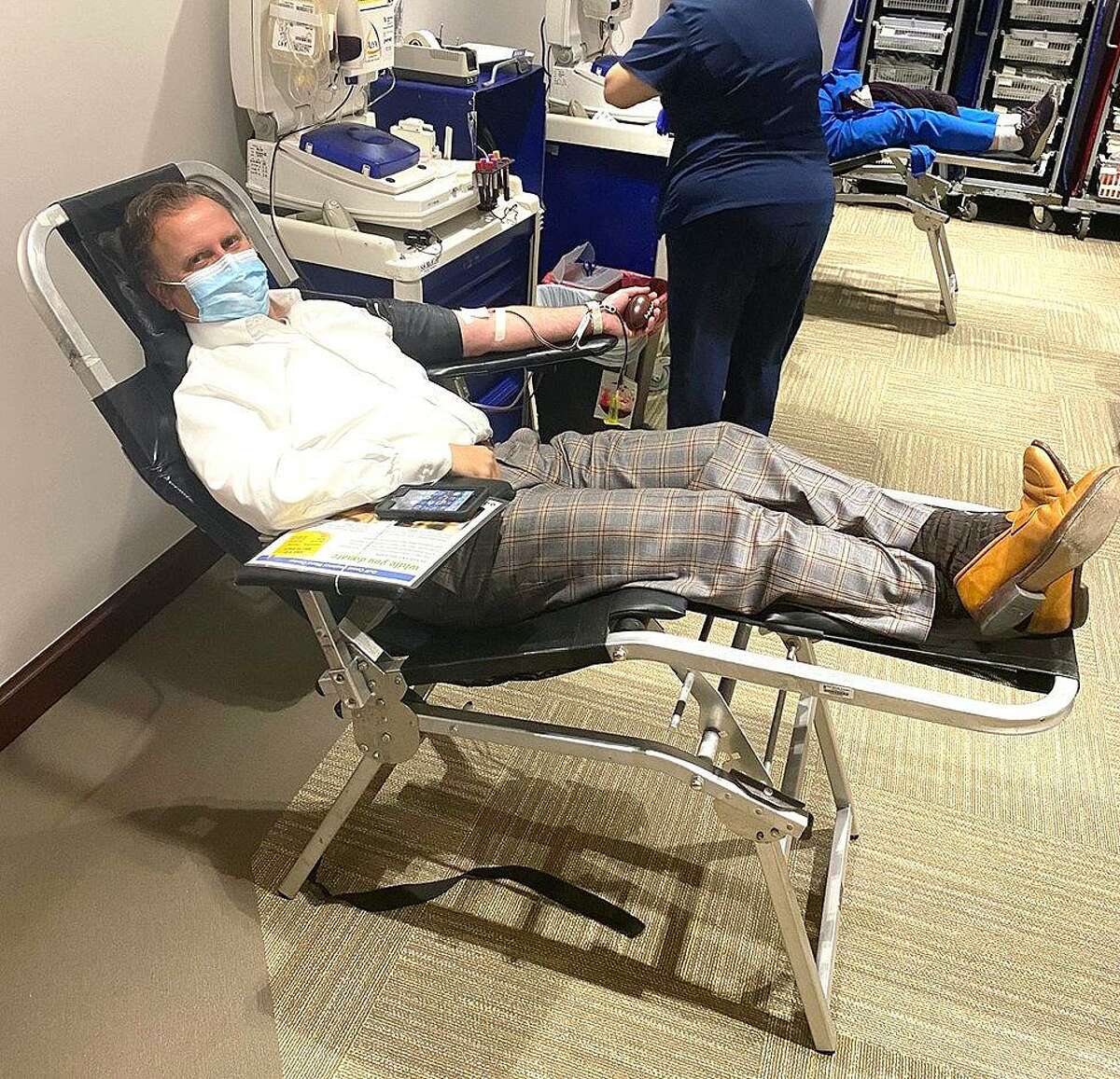 Jim Brown, CEO at HCA Houston Healthcare North Cypress leads by example by donating blood on Wednesday, Feb. 24.