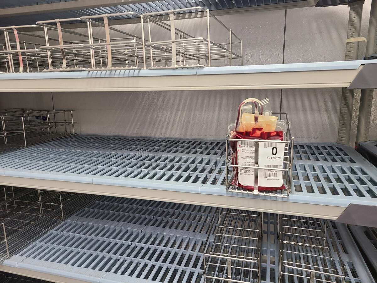 South Texas Blood and Tissue Center snapped a picture of its almost empty blood inventory on Monday. 