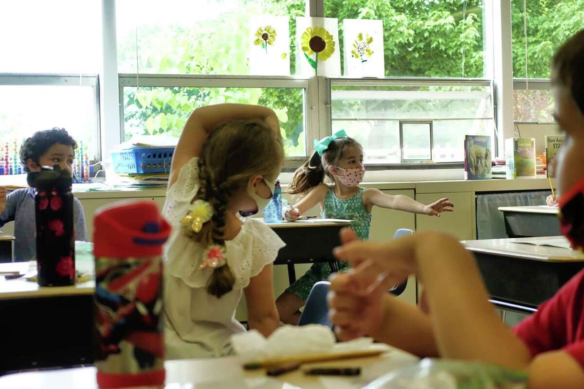 Kindergarten students in Kim Smith's class work during class at Orenda Elementary School on Tuesday, June 8, 2021, in Clifton Park, N.Y. The school board is now looking into the feasibility of full-day kindergarten. (Paul Buckowski/Times Union)