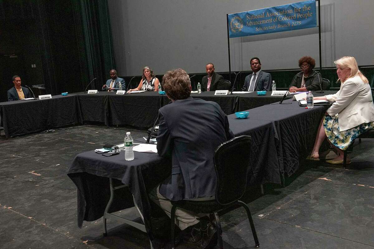 Schenectady City Council candidate Marion participate in a forum at Proctors ahead of the June 22 Democratic primary on Wednesday, June 9, 2021 in Schenectady, N.Y. (Lori Van Buren/Times Union)