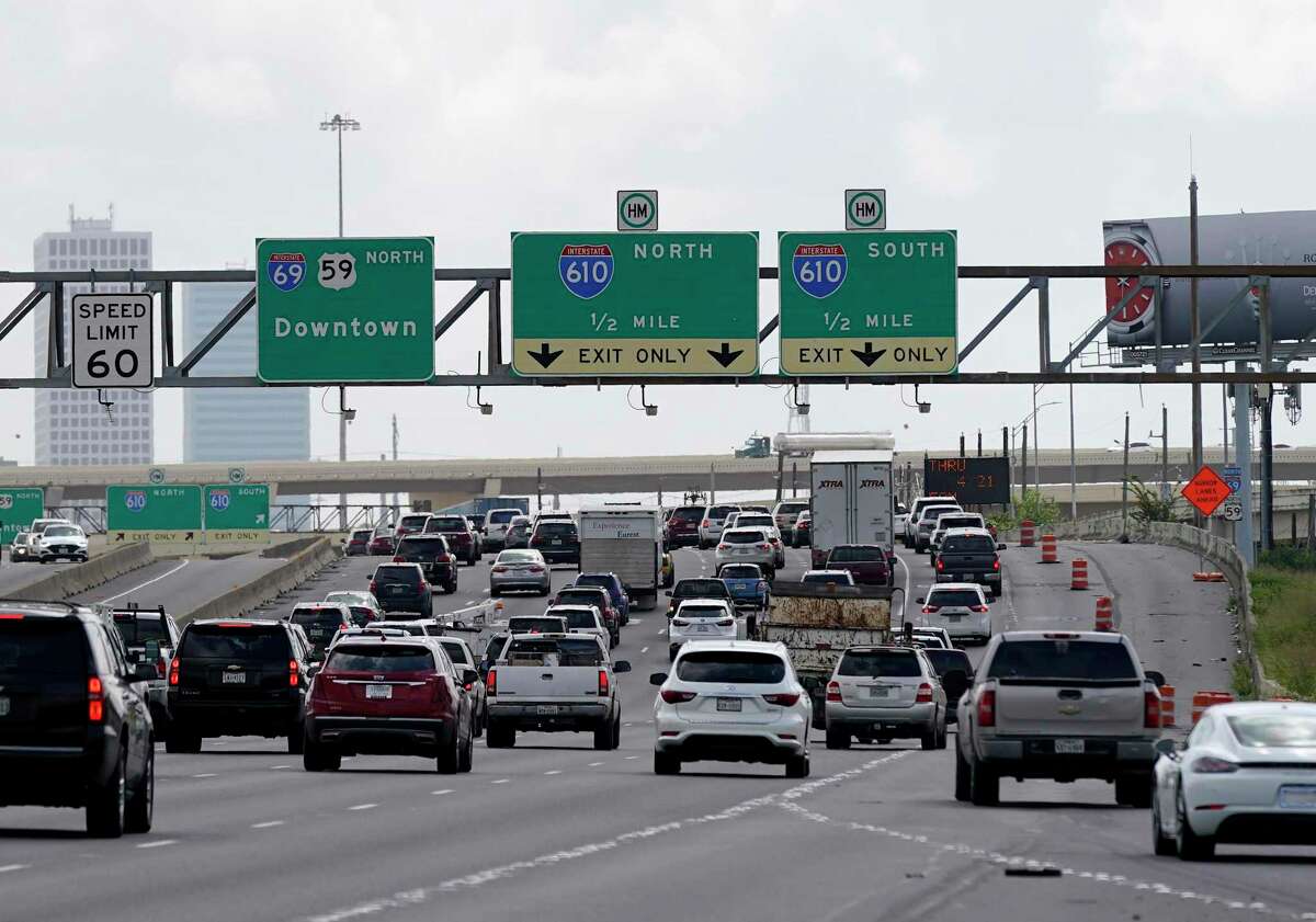 Traffic northbound along I-69 near the Loop 610 interchange is shown Wednesday, June 9, 2021 in Houston.