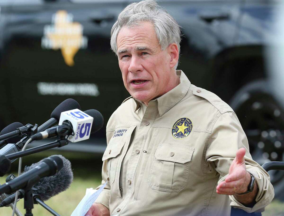 Texas Gov. Greg Abbott speaks on the topic of illegal immigration during a press conference on the border at Anzalduas Park, Tuesday, March 9, 2021, in Mission, Texas. (Joel Martinez/The Monitor via AP)