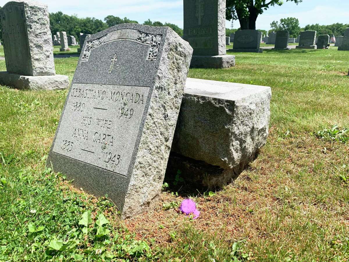 There are at least a half-dozen toppled gravestones and dozens of headstones that are leaning precariously at Calvary Cemetery in Middletown.