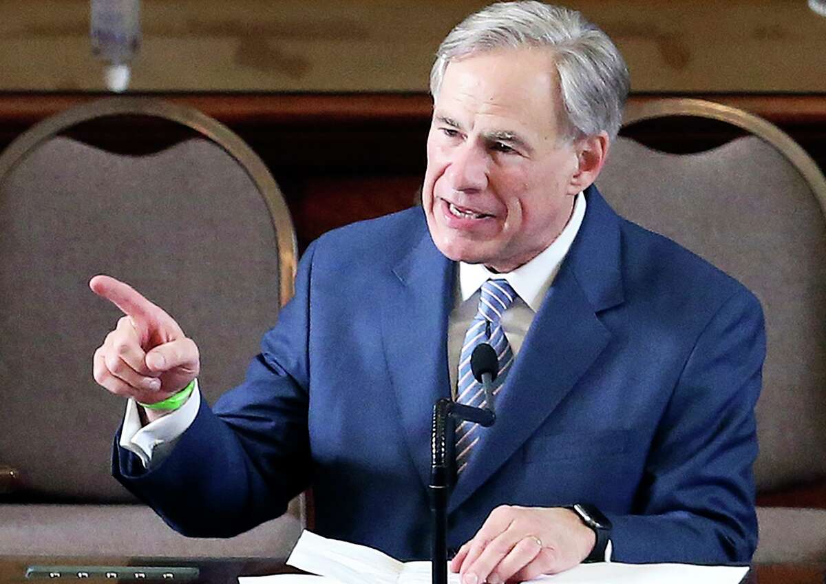 Texas Governor Greg Abbott delivers a speech during the convening of the 87th Texas Legislature in Austin on Tuesday, Jan. 12, 2021.