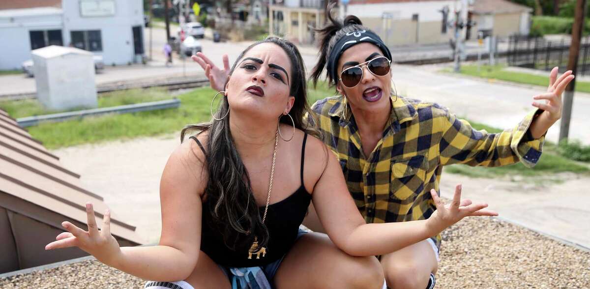 Samantha Najera, left, and Nina Duran in character as Lil' Chismosa and Lil' Frijolita. Najera and Duran are co-creators of the comedy web show,