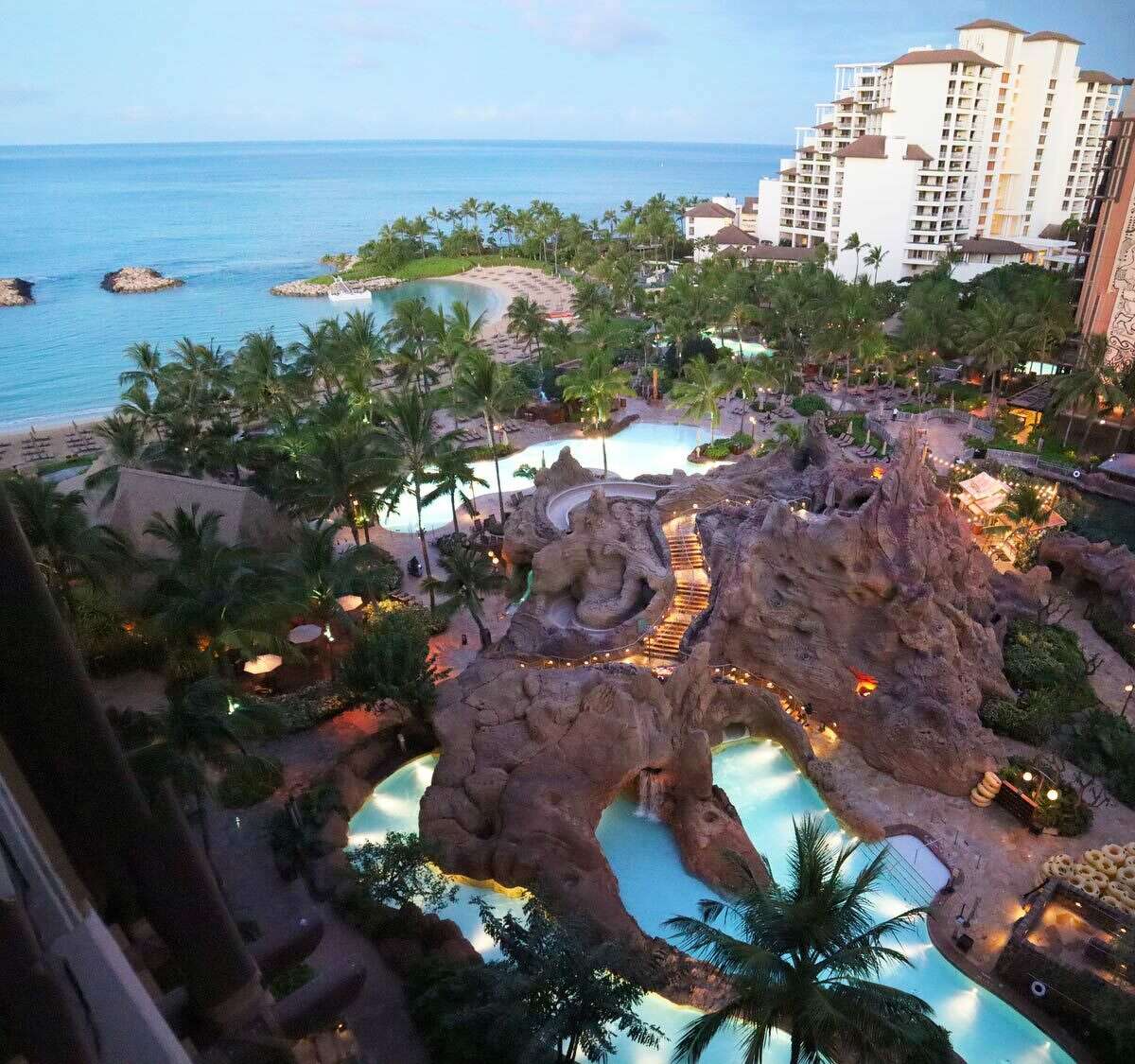 The vista from an ocean view room at Aulani.