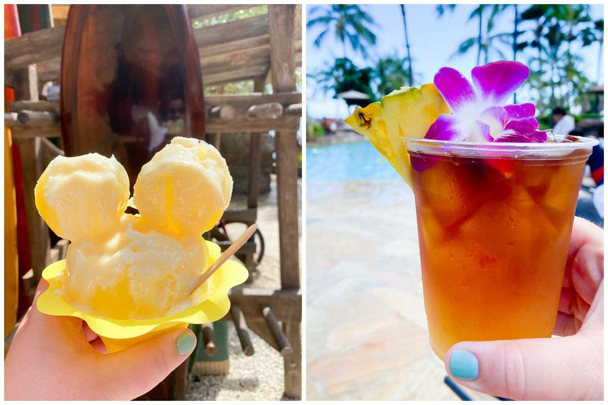 Mickey shave ice, left, and possibly the best mai tai ever, right.