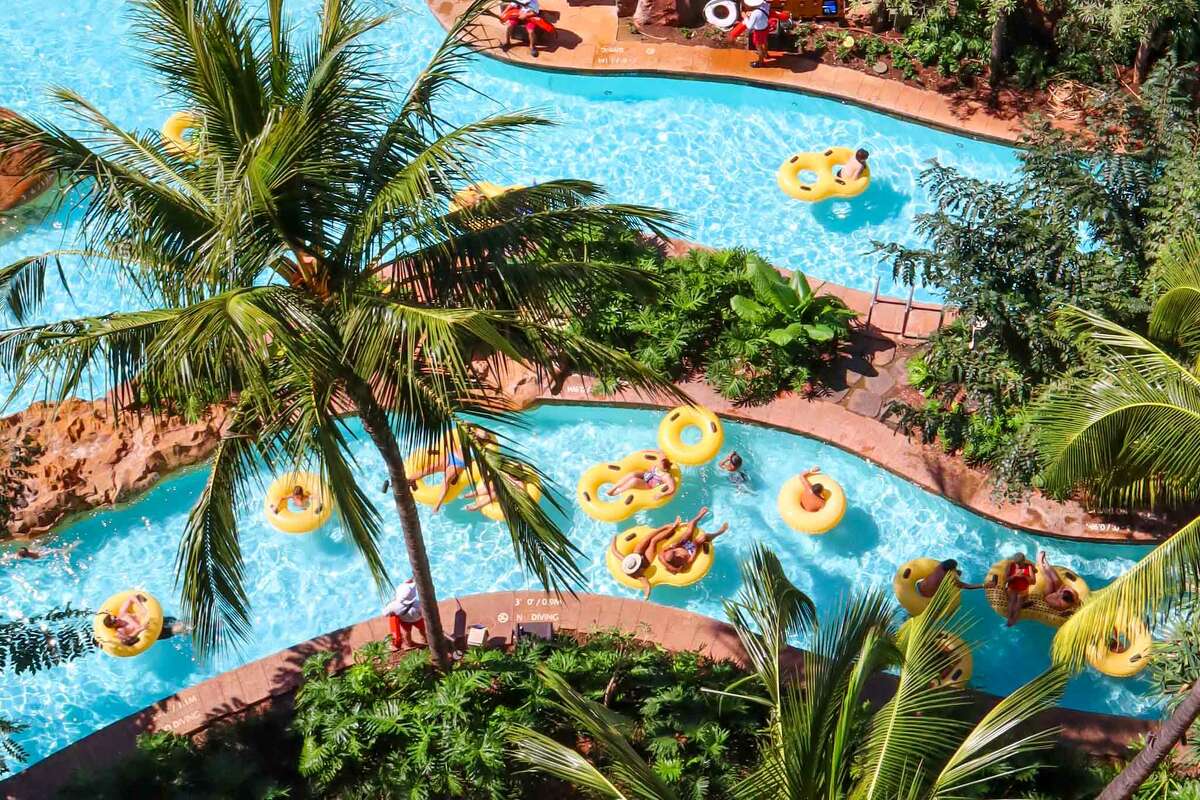 Waikolohe Stream at Disney's Aulani Resort in Oahu, Hawaii, features a lazy river. The resort is aiding the renaissance of the Hawaiian language.