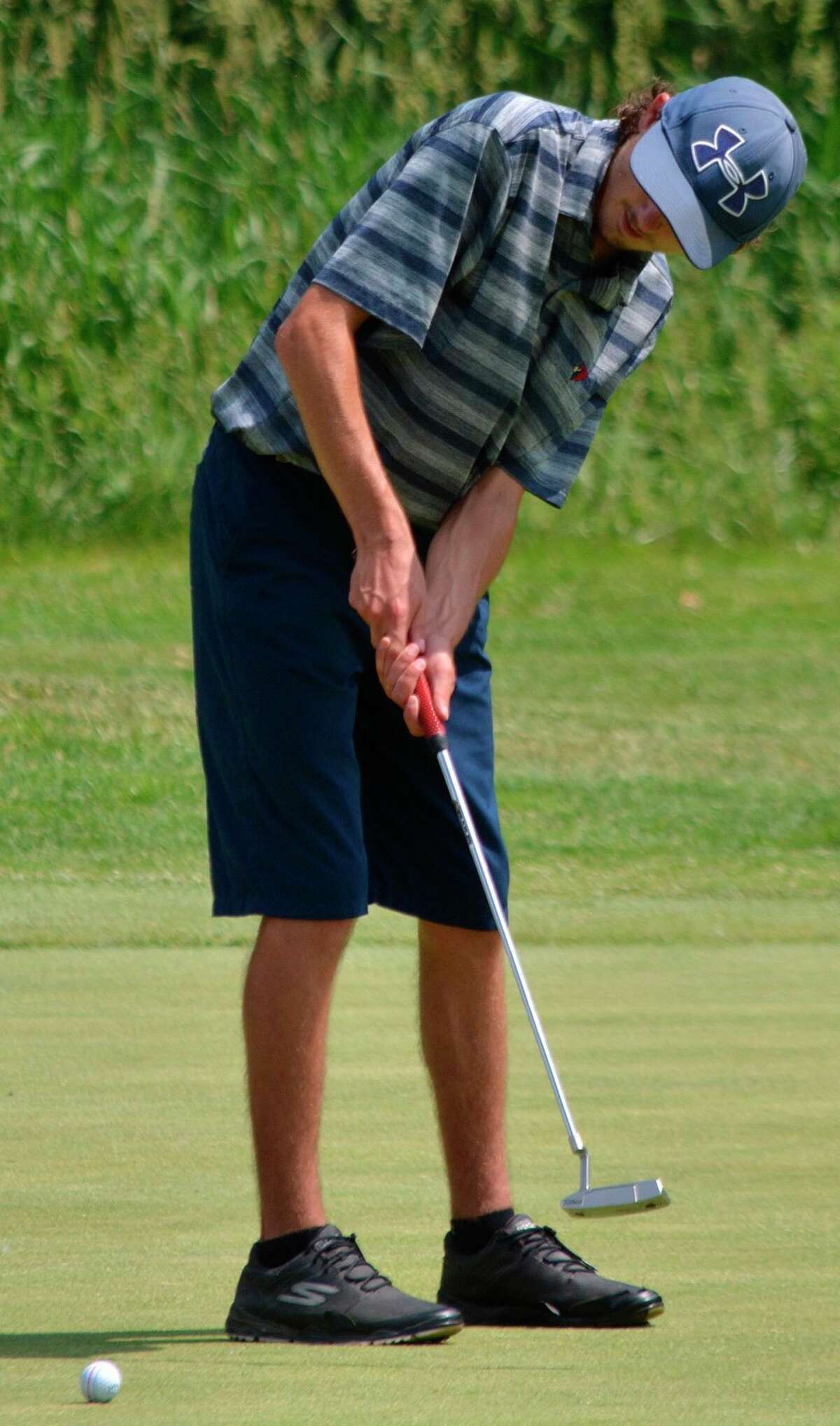 Big Rapids' Brett Lilienthal putts on the Meadows Golf Course on Friday at the Division 3 state finals. (Courtesy photo)