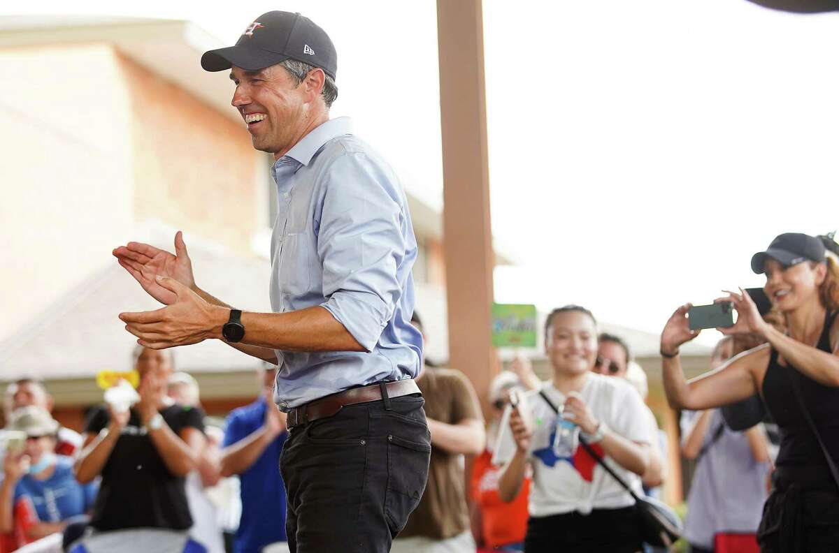 Beto O’Rourke laughs in support during a Powered By People rally at Finnigan Park in Houston’s Fifth Ward on Sunday, June 13, 2021. The tour was hitting multiple counties in Texas to drum up support for voting rights.