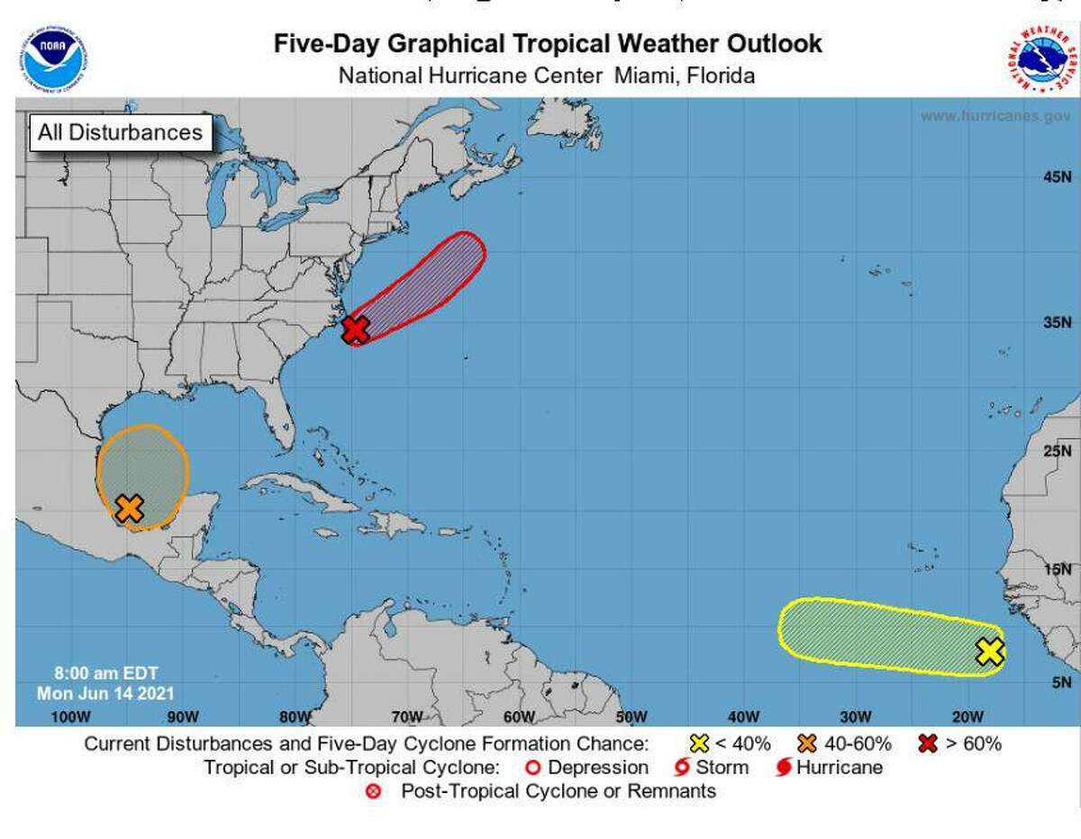 The National Hurricane Center increased the chance Monday for tropical development in the Gulf of Mexico to 60%.