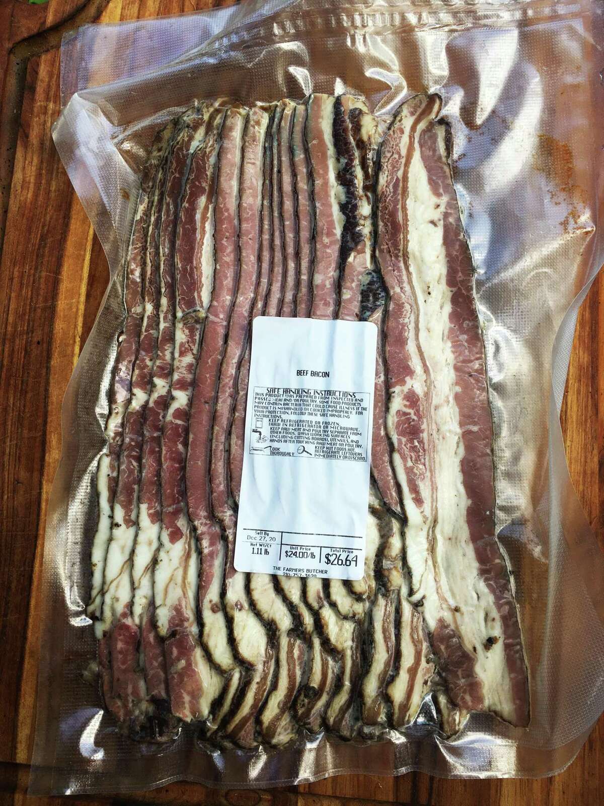 Some unique eats at The Farmers Butcher include beef bacon, which is larger than traditional pork bacon, but tastes very similar.