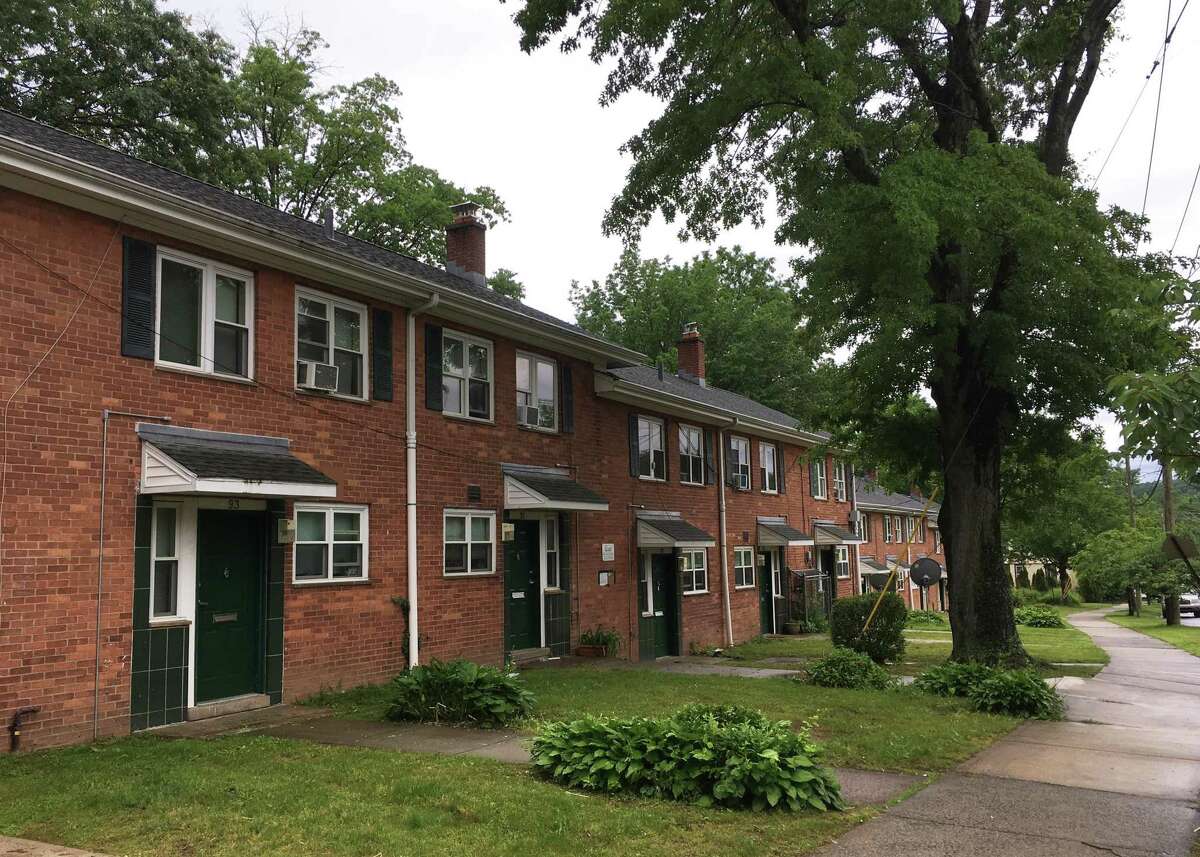 In June 2021, the state of Connecticut's UniteCT mobile bus was around the corner from these apartments on East Ramsdell St. in New Haven, allowing people to fill out applications for rental assistance.