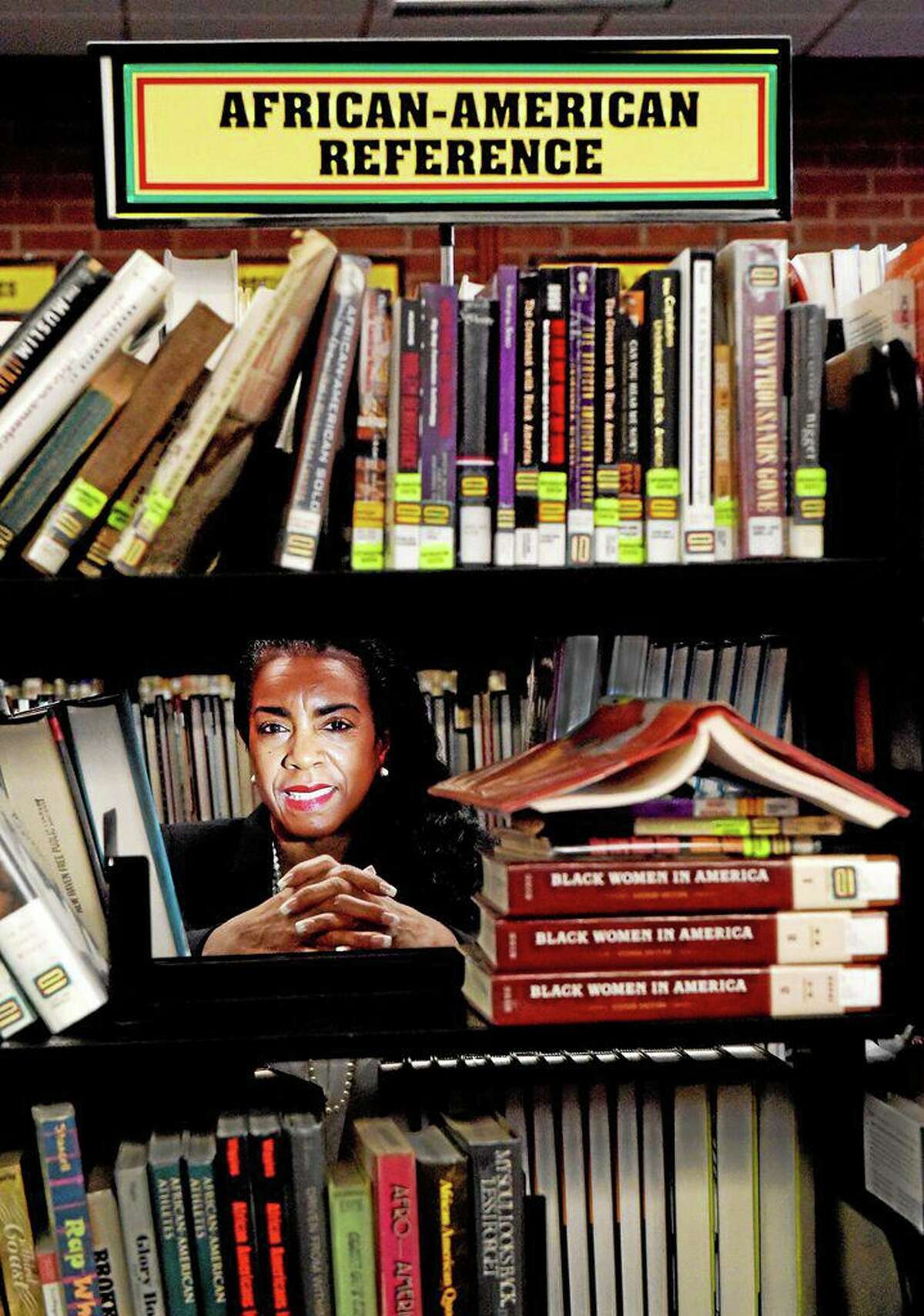 Librarian Diane Brown of the Stetson Library on Dixwell Avenue in New Haven, 2015
