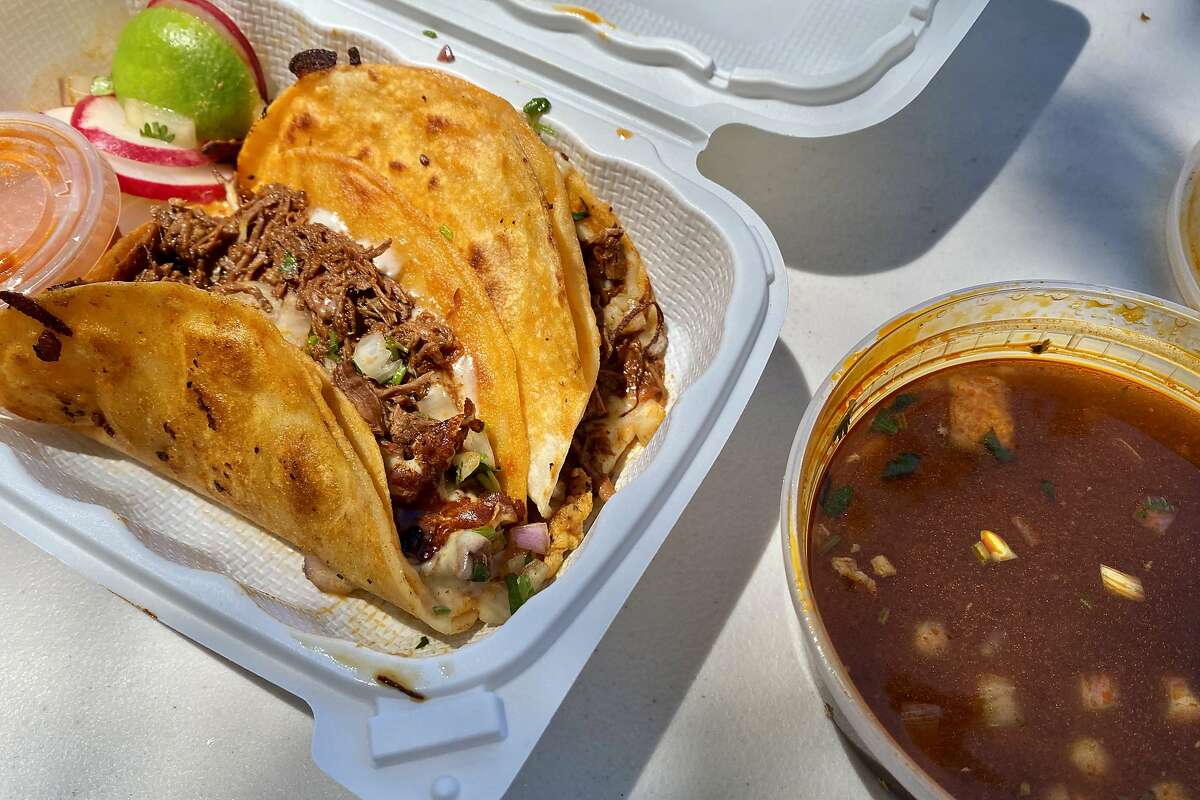 Halal birria tacos with consomm� from Habibi's Birria, which opened inside a Hayward gas station in September.