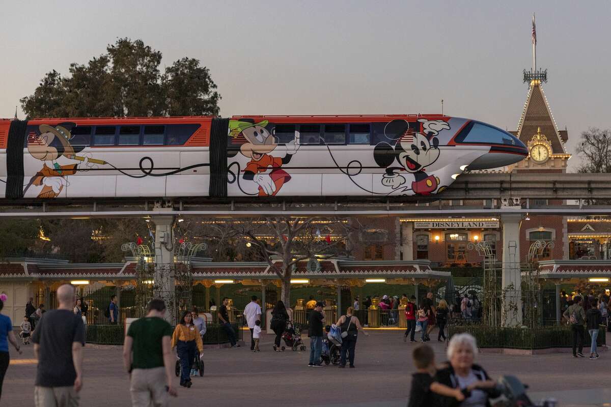 The monorail circles Disneyland Park on Feb. 25, 2020.