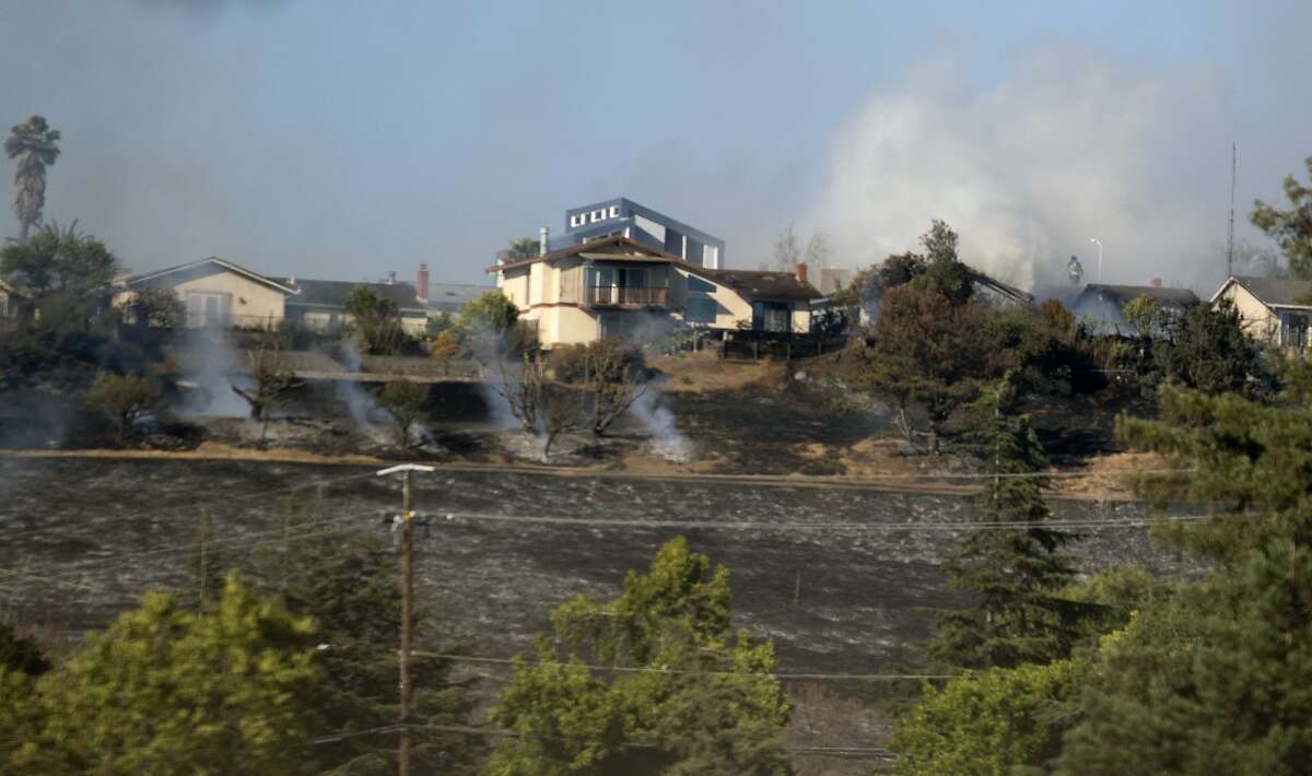 A brush fire off of Skyline Drive in Vallejo threatens homes on Tuesday, June 15, 2021.