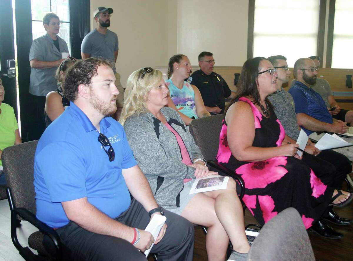 The Reed City city council hosted a special meeting June 8 to hear the public's thoughts regarding the establishment of a social district in the downtown area. (Herald Review photo/Cathie Crew)