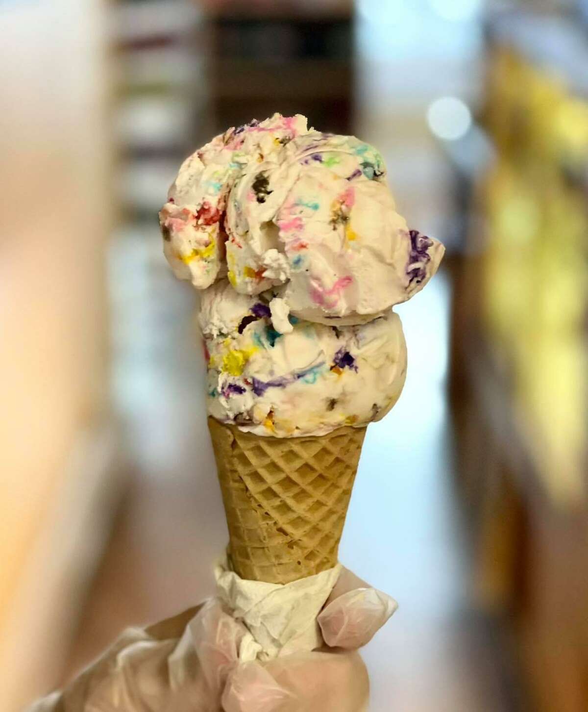 The limited edition Pride flavor is a vanilla ice cream base with gummy Skittles and mini rainbow candy-coated chocolate chips.