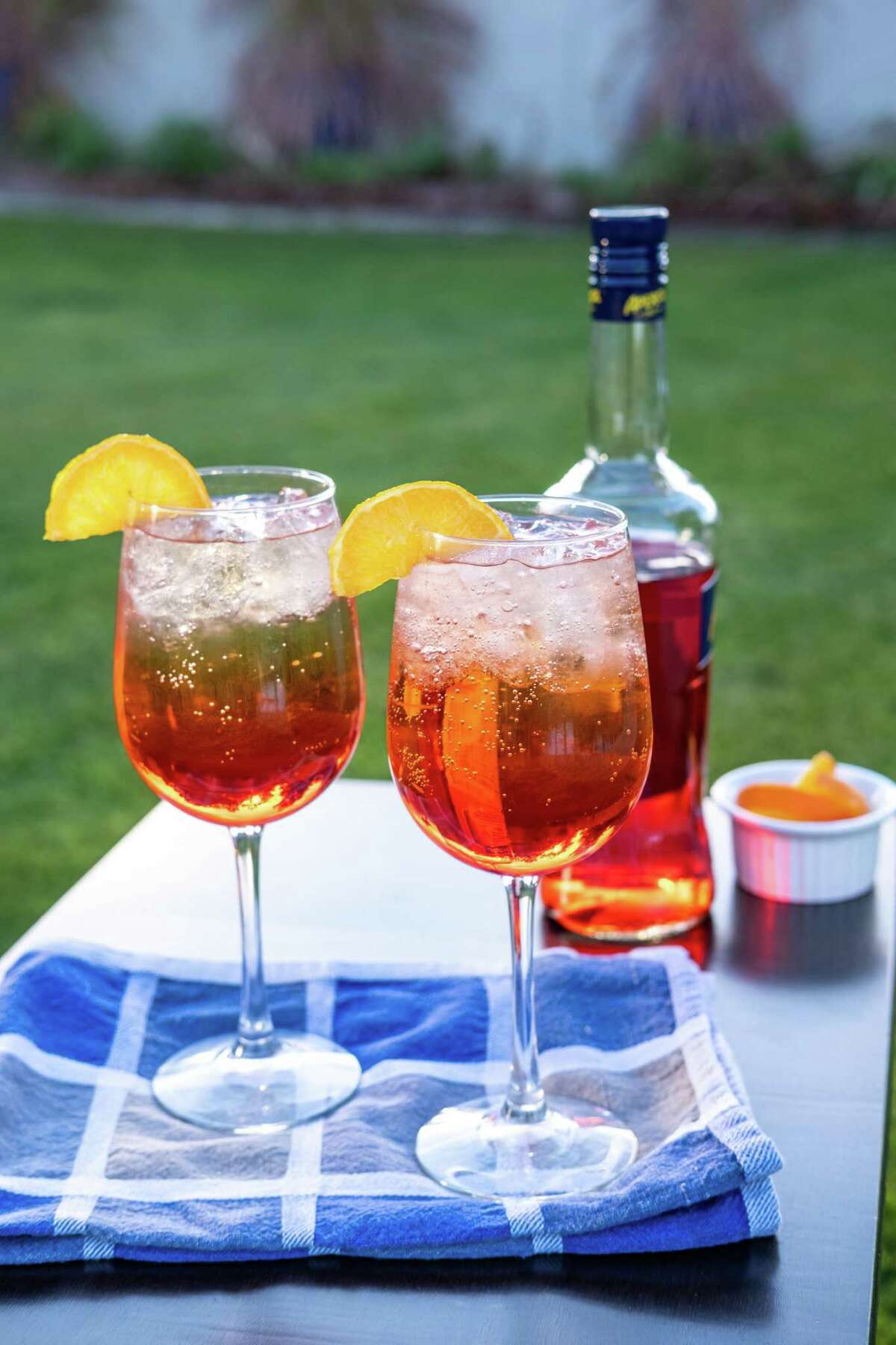 The Aperol Spritz from “The Hard Seltzer Cocktail Book: 55 Unofficial Recipes for White Claw Slushies, Truly Mixers, and More Spiked-Seltzer Drinks” (Ulysses Press) by Casie Vogel.